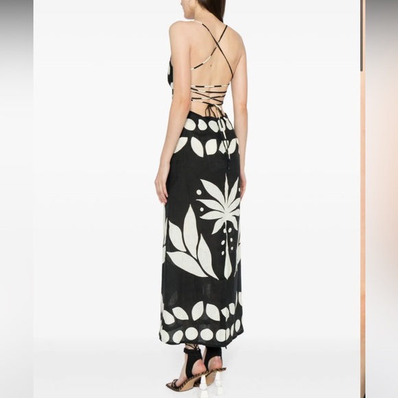 CALA DE LA CRUZ Abrego Open-Back Linen Dress Black - Picture 2 of 7